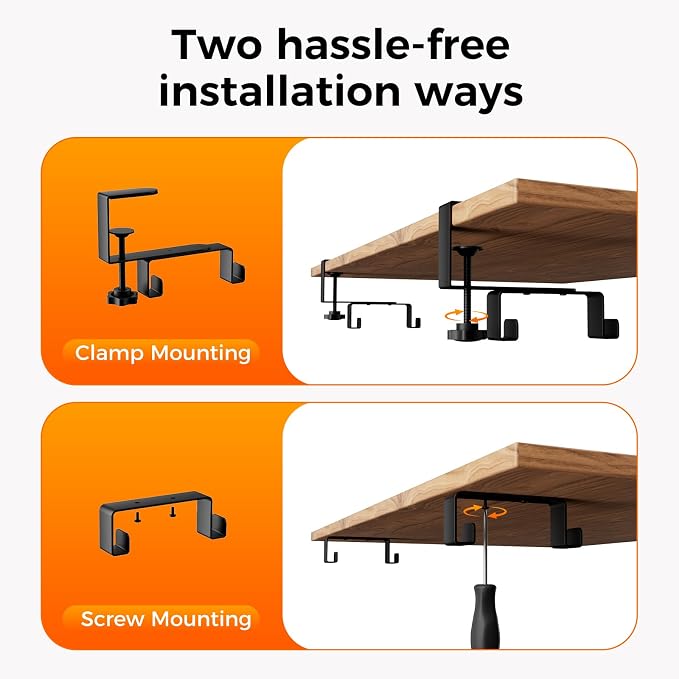 No Drill Thickened Under Desk Cable Management Tray,38.5In,Black - Image 3