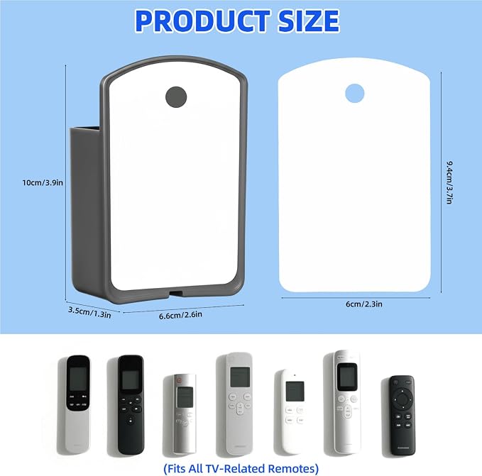 Leinuosen 12 Pcs Remote Control Holder Wall Mount Self Adhesive TV Controller Holder Gray TV Remote Organizer Wall Pen Organizer for Home Office School Storage Accessories - Image 2