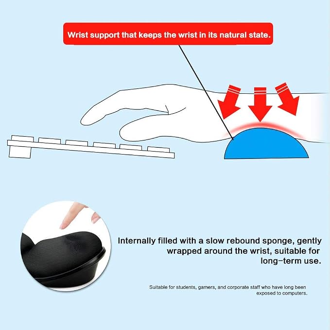 Memory Foam Mouse Wrist Rest Keyboard Wrist Rest Pad Anti-Skid Mousepad Support Wrist Rest Mat for Office Computer Laptop Mac- Durable Comfortable Lightweight Easy Typing(5.1 * 2.8" Black) - Image 4