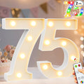 Pooqla 75th Birthday Decoration for Her Him, Decorative LED Light Up Numbers, Marquee Numbers 75 Sign for Party Backdrop 75th Wedding Anniversary Decor Gift, Warm White and Colorful Number 75 by Pooqla