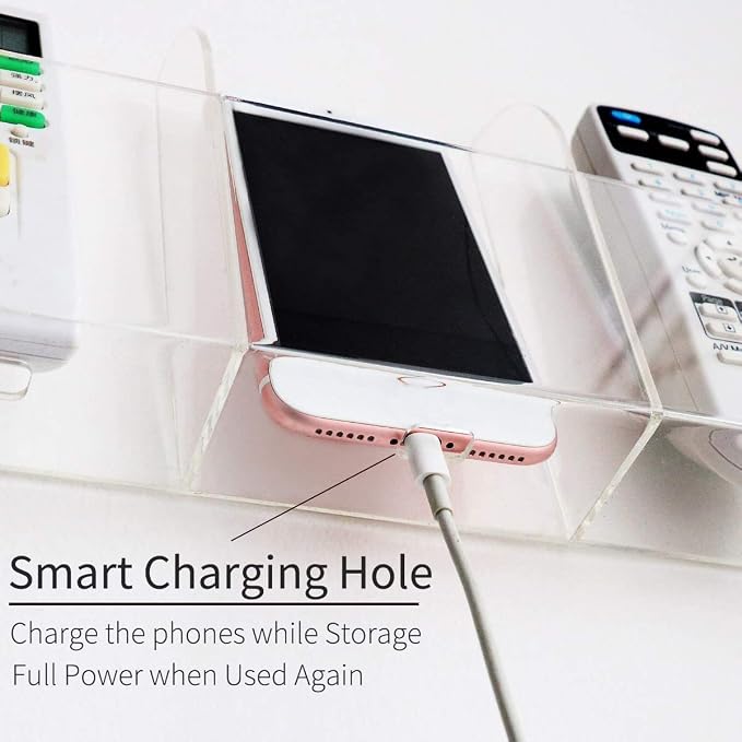 Large Acrylic 3-Slot Wall Mounted Smart Phone Charging Holder Station Clear Hanging TV Remote Controls Holder Media Organizer Wall Pansyling - Image 7