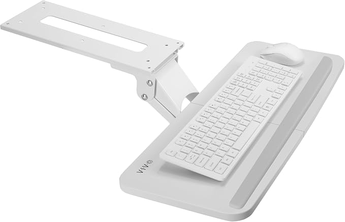 VIVO Adjustable 25 x 10 inch Computer Keyboard and Mouse Platform Tray Ergonomic Under Table Desk Mount Drawer Underdesk Shelf, White, MOUNT-KB03W by Unknown
