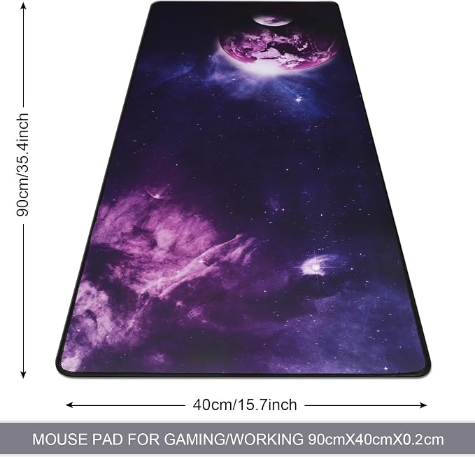 XXL Professional Large Mouse Pad & Computer Game Mouse Mat (35.4x15.7x0.1IN, Sky Planet) - Image 2