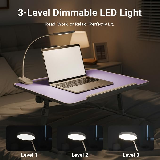 iXTRA Adjustable Laptop Lap Desk with Cooling Fan USB Light for Adults - Image 4