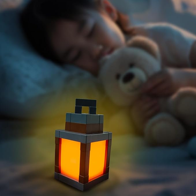 Pixelated Lantern Night Light for Kids, LED 16 Colors Change Hanging Lamp - Image 2