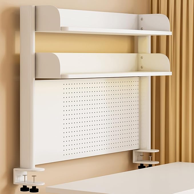 Clamp On Desks Organizer Shelf With Privacy Panel 23.6/31.5/39.3in Desk Extender Pegboard Workstation Desk- Pegboard With 20 Accessories For Gaming & Home Table(White,80cm/31.5in) - Image 8