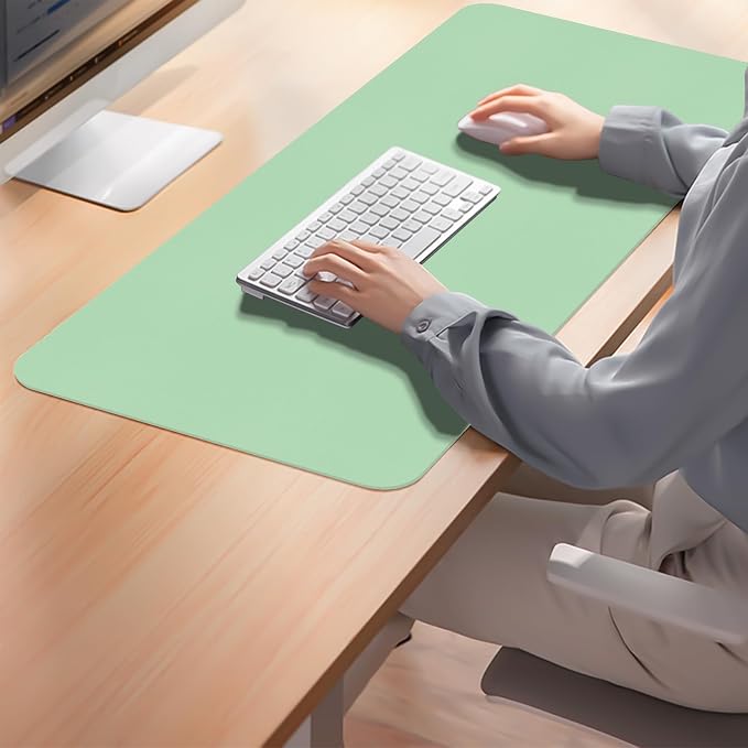 Leather Desk Pad Mat, Green Desk Mat, 23.6" x 13.7" | Non-slip and Waterproof Computer Mat, Desk Protector for Office/Home, Desk Accessories - Image 5