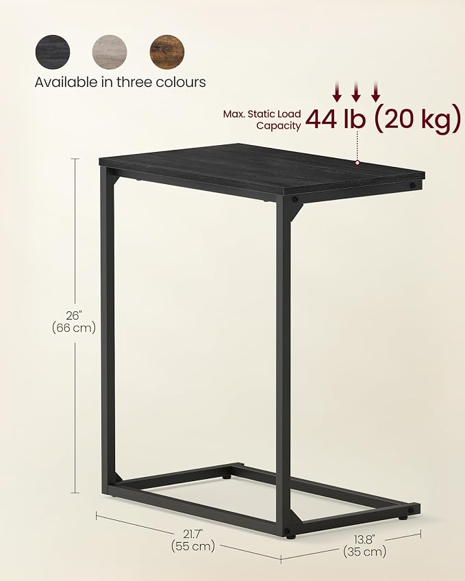 VASAGLE C Shape End Table for Couch or Sofa, Industrial Small Side Table - Image 3