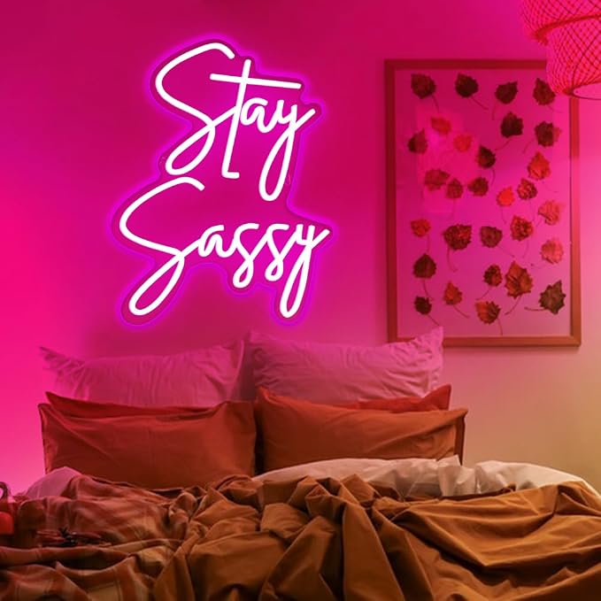 Stay Sassy Neon Sign for Wall Decor, Beautiful Pink Sassy Neon Light Led Sign for Home Wedding Birthday Party Girls Bedroom Decoration, Shopping Mall Dressing Table Wall Decor - Image 8