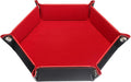 HARFINGTON PU Leather Dice Tray Unisex Valet Tray Folding Hexagon Tray Portable Entryway Table Nightstand Bedside Desk Holder for Key Wallet Watch Coin Jewelry, Red by HARFINGTON