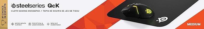 SteelSeries QcK Gaming Mouse Pad - Medium Thick Cloth - Peak Tracking and Stability - Black - Image 5