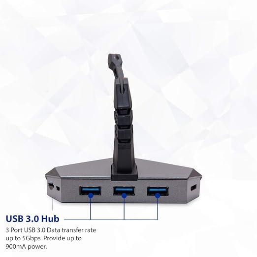 LOKI Gaming Mouse Bungee Stand - RGB LED Lights - 4 Port USB 3.0 Hub with Active Power - Micro SD Card Reader Slot - PC; Mac; Linux - Image 5
