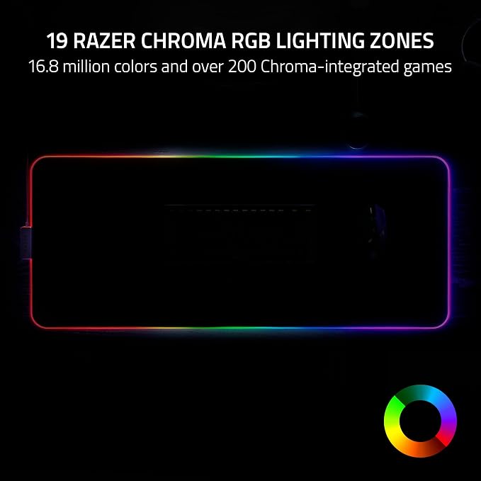 Razer Strider Chroma Hybrid Gaming Mouse Mat with Chroma RGB | Hybrid Soft/Hard Mat, 19 Razer Chroma RGB Lighting Zones, Warp and Water-Resistant, Anti-Slip Base, Seamless Edges - Image 3