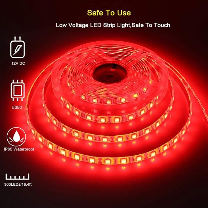 Boat Strip Lights Waterproof 16.4FT, 12v Red Marine Pontoon Boat Lights - Image 4