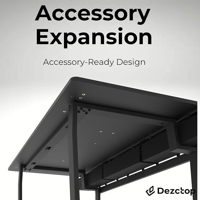 Dezctop Bifrost 120 47W x 28D Gaming PC Computer Desk with Shelves, Large Workstation for Gamers or Home Office with Pegboard, Built-in Cable Management, Stainless Steel Frame (Black) - Image 7