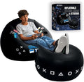 FranFusion Inflatable Gaming Chair for Kids & Teens with Cup Holders and Side Pocket - This Air Bean Bag Game Chair is The Perfect Furniture for Gamer Room Décor (Gaming Time with Ottoman) by FranFusion