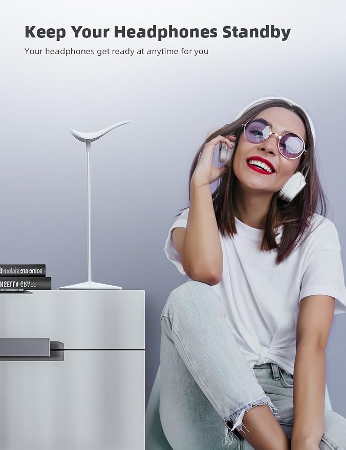 Lamicall Headphone Stand Desktop Headset Holder, Elegant Earphone Stand | Unique Appearance Design, Ultra Sturdy, Multi-Scenario Use for All Headset like Airpods Max, HyperX, Beats, Senn heiser - Image 5