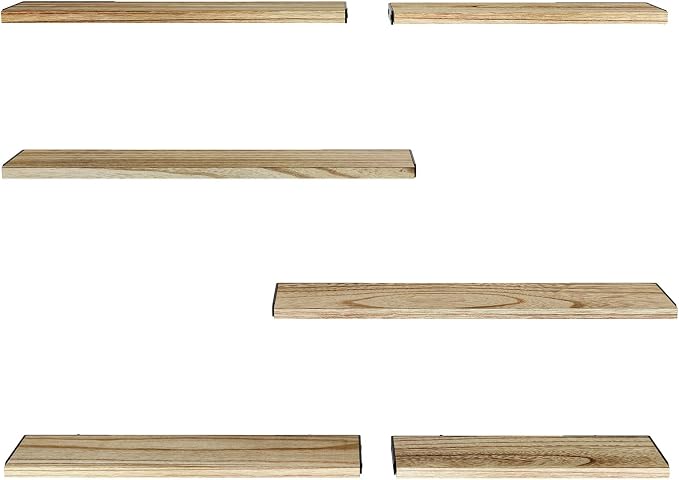Amada Solid Paulownia Wood Wall Shelves, Large Size, 6 Pcs, Natural Wood - Image 9