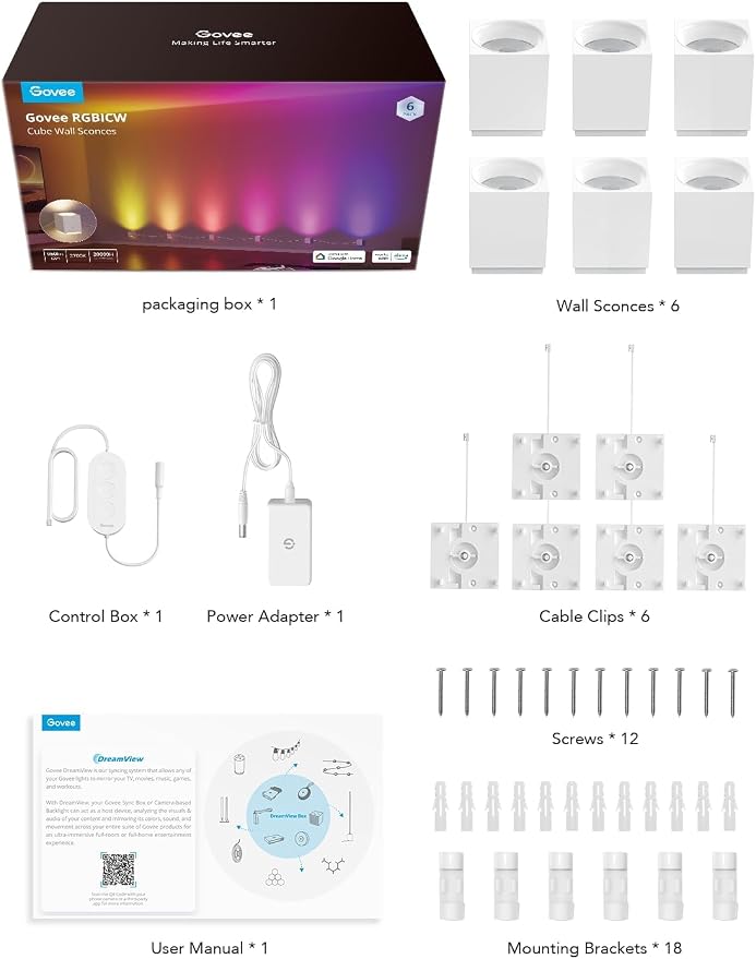 Govee Cube Wall Sconces, RGBIC LED Wall Light Works with Alexa, 15ft - Image 10