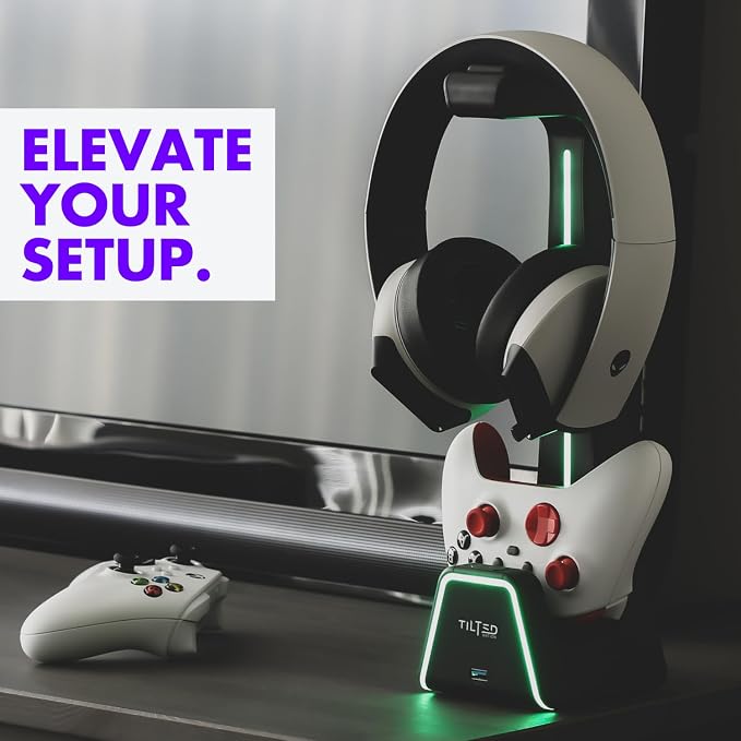 Tilted Nation 3 in 1 Gaming Headset and Controller Stand for PS5 and Xbox Series X Charging Station - Game Controller Holder and Headphone Stand for Desk with PlayStation and Xbox Magnetic Charger - Image 7