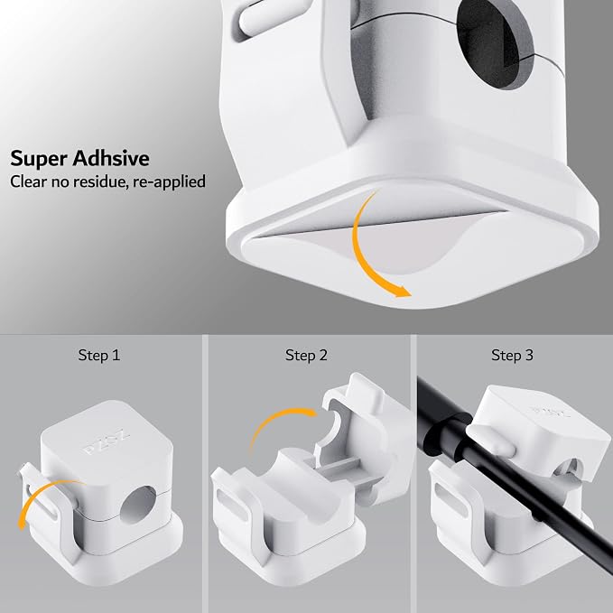 PZOZ Cable Clips 6 Pack, Adhesive Cable Organizer with Locking Buckle - Image 3