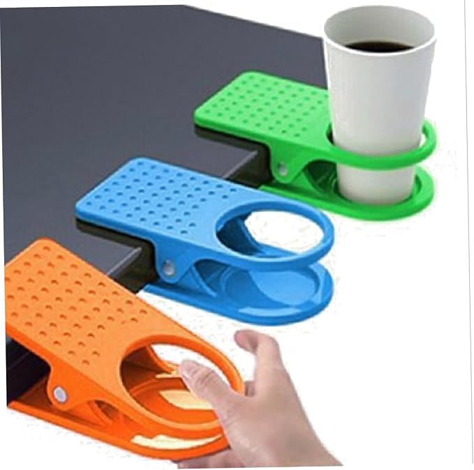 STOBAZA 3pcs Plastic Clip Table Cup Holder Clamp Random Drink Holder for Office Home Restaurant Fits Standard Cups and Cans - Image 6