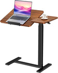 DUMOS Adjustable Bedside Overbed Table with Wheels, Brown by DumosLifestyle