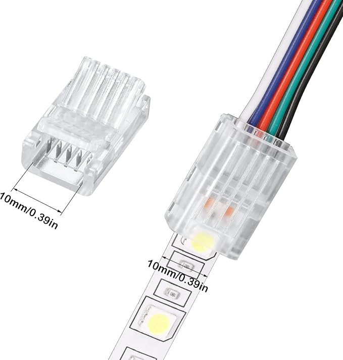 Flutesan 20 Pcs 5 Pin 10 mm LED Strip Connector RGB Lights - Image 3