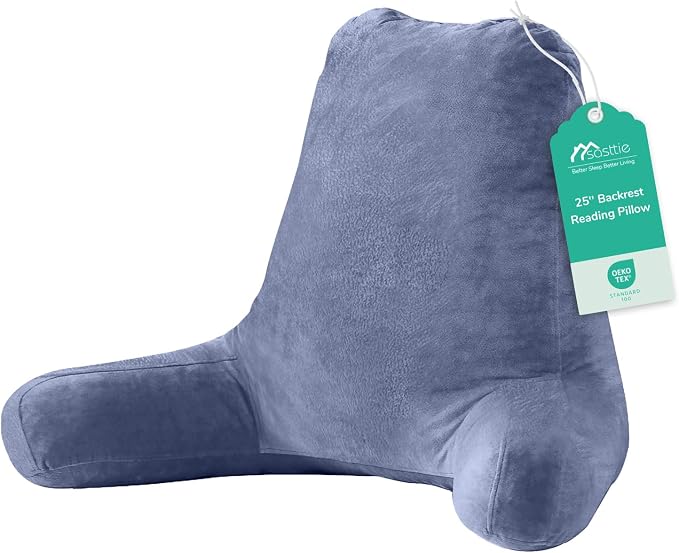 Sasttie Reading Pillow for Bed, Back Pillow for Sitting Up, Grey Purple by SASTTIE