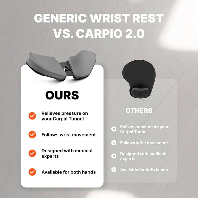 DELTAHUB Carpio 2.0 - Right-Handed Truly Ergonomic Wrist Rest for Mouse, Carpal Tunnel Support, Pain Relief, Anti-Fatigue, Easy Glide, Sleek, Office Computer, Laptop, Gaming - Small, Grey - Image 6
