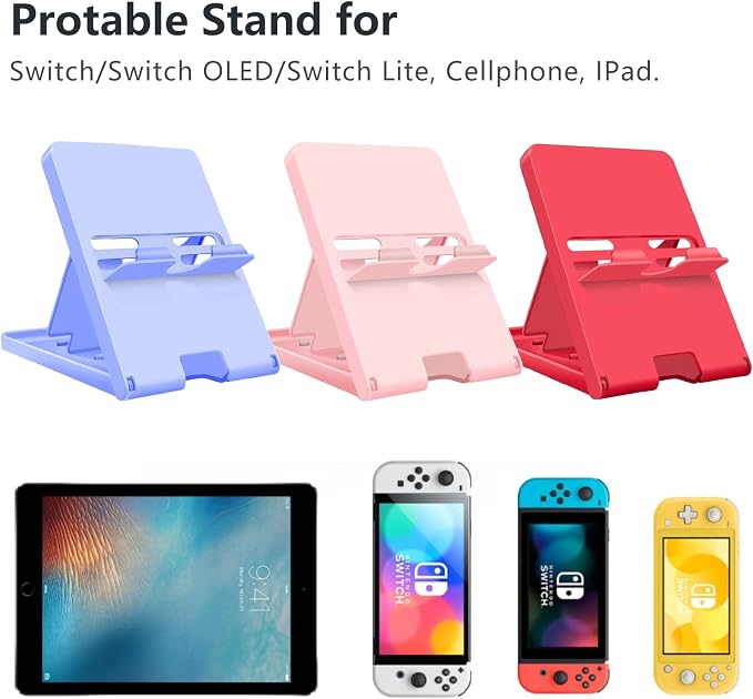 Stand Compatible with Nintendo Switch, Adjustable Switch Playstand, Foldable Phone Stand for Desk, Compact & Portable Switch Holder Accessories (Purple) - Image 2
