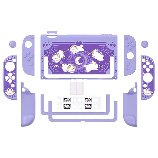 PlayVital Protective Case for Nintendo Switch 2 - Kawaii Dockable Hard Case Shell for Switch 2 with Thumb Grip & Sticker & Button Caps, Anti-Scratch, Shockproof Cover Skin - Celestial Rabbit Orbit - Image 7