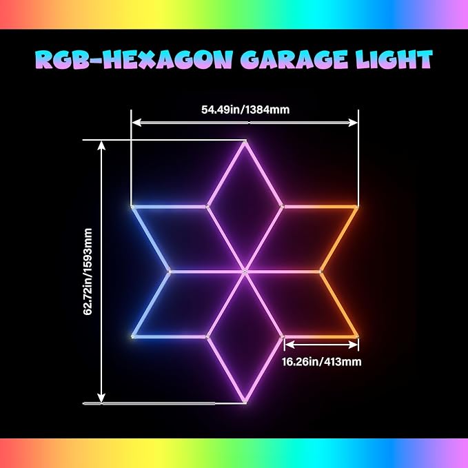 RGB Hexagon Lights with App & Remote Control, Snowflake LED Honeycomb Lights for Gym, Game Room, Club, Bar Party Decor with Multi-Color Modes, Dimmable and Speed Adjustable RGB Wall Light - Image 9