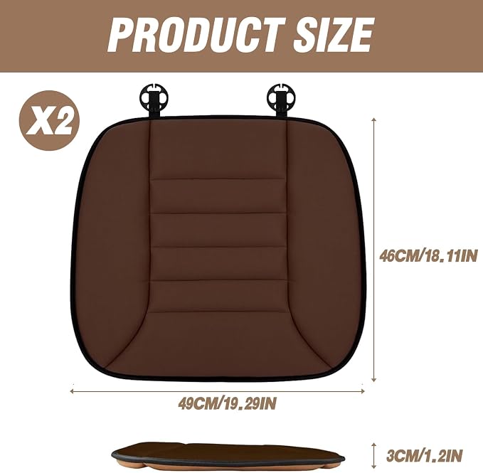 MYFAMIREA 2PCS Car Seat Cushion Pad 1.2" Thick Comfort Seat Protector for Car Driver Seat Office Chair Home Use Memory Foam Seat Cushion with Non Slip Bottom, 20'' x 18.5'', Coffee - Image 7
