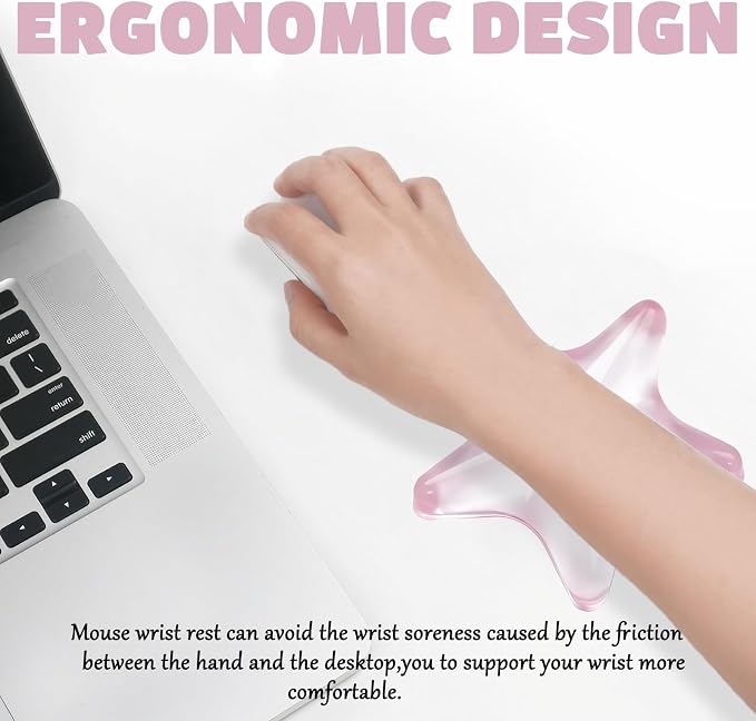 Gel Wrist Rest for Keyboard and Mouse Transparent Pink Sea Star Elbow Pad Cushion Ergonomic Cute Clear Cool Mouse Wrist Pad Silicone Non-Slip Support for Computer Gaming Office Hand Pillow Ocean Beach - Image 5