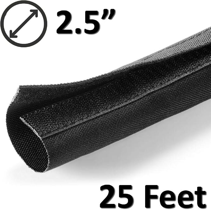 Electriduct 2.5" Hook and Loop Nylon Fast Wrap Sleeve Cable Management - 25 Feet - Black - Image 2
