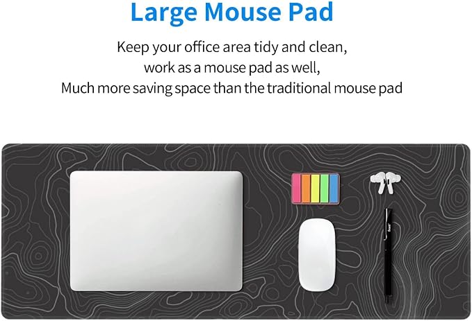 Topographic Contour Extended Big Mouse Pad Large,Gaming Mouse Pad Desk Pad,31.5×11.8 Inch Long Computer Keyboard Mouse Mat Mousepad with 3mm Non-Slip Base and Stitched Edge for Gaming and Office - Image 5