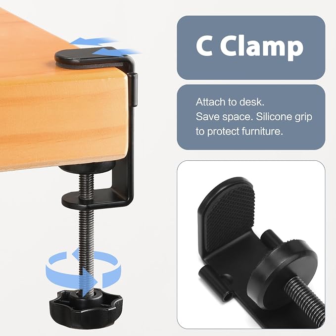Under Desk Cup Holder, Clamp on Cup Holder Clip Desk Organizer Phone Stand - Image 5