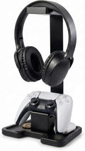 Gaming Accessories Headset Stand with Game Controller Holder & Storage Base, Stylish Gamer Gifts for Men Teenage Boy Headphone Stand, Unique Gifts for Gamers to Organize Gaming Equipment (Black Wood) by Unknown