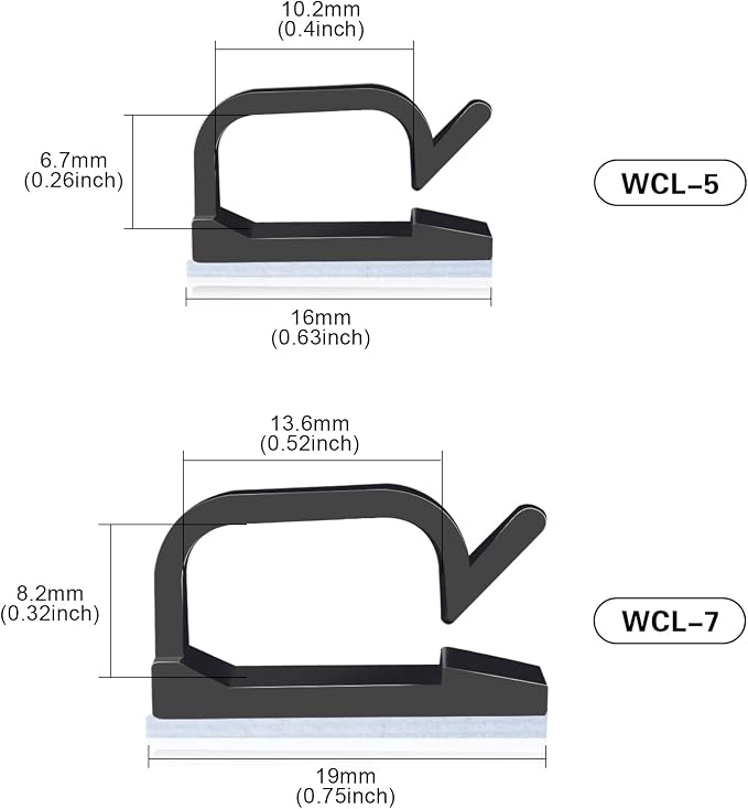 XHF 5/8” Adhesive Cable Wire Clips Black 60PCS, Cable Staples Outdoor Cable Management Wire Organizer Cord Holder for Under Desk, Car, Wall, TV PC Ethernet Cable - Image 2