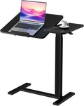 DUMOS Adjustable Bedside Overbed Table with Wheels, Black by DumosLifestyle