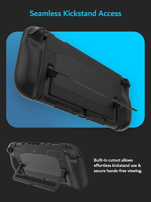TUDIA Snap-On Case Compatible with Nintendo Switch 2 (2025) - [Kickstand Access] Dockable Slim Scratch-Resistant Console PC Cover with Enhanced Shockproof TPU Handheld Grip (Black, Black Back Cover) - Image 4