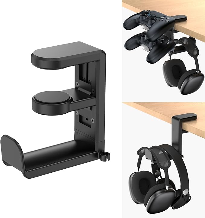 Rotating Headphone Stand - EURPMASK Upgraded PC Gaming Headset Stand, Adjustable Clamp-on Headphone Holder, Headphones Hanger Hook Under Desk with 360 Degree Swivel&Cable Clip Organizer - Darth Vader | 360° Swivel,Headset Hook Under Desk,No Residue,Cab... by EURPMASKChoosethecolorofeurope
