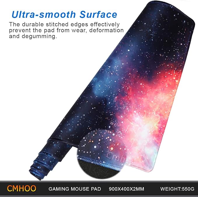 XXL Professional Large Mouse Pad & Computer Game Mouse Mat (35.4x15.7x0.1IN, 90x40 sky002) - Image 4
