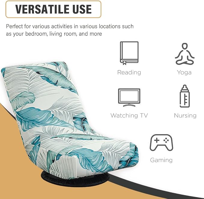 Swivel Reclining Folding Floor Gaming Chair Cover Printed Lazy Boy Chair Slipcover Lounge Folding Sofa Seat Covers for Teens and Adults, 13 - Image 4