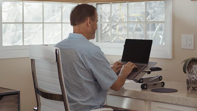 Uncaged Ergonomics XL Adjustable Laptop Stand, Cooling Riser (White) - Image 9