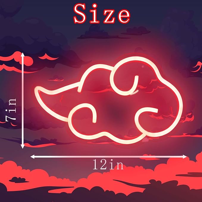 Dleouly Anime Neon Sign, LED Red Cloud Neon Signs for Wall Decor, Dimmable Gaming Neon Sign Wall Signs USB Night Neon Light for Bedroom Game Room Man Cave Party, Gifts for Your Son, Boyfriend(12x7in) - Image 7