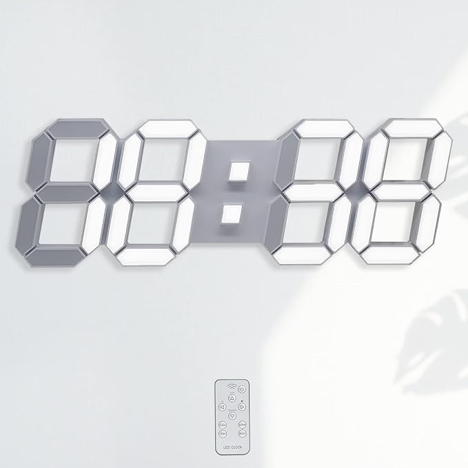 KOSUMOSU Wall Clock 15" 3D LED Digital Clock for Bedroom,Large Digital Wall Clock for Living Room Decor,Modern Aesthetic Led Clock with Remote Control by KOSUMOSUTECHNOLOGY