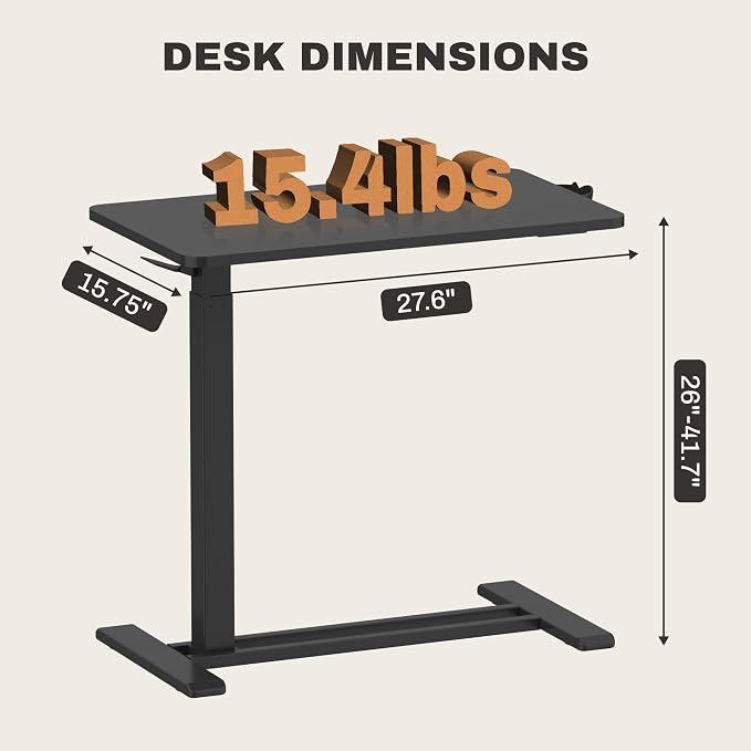 FLEXISPOT 28" Mobile Standing Desk Pneumatic Lift Computer Workstations - Image 8