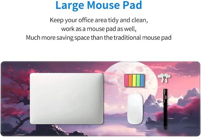 Watercolor Japanese Large Gaming Mouse Pad,Japanese Mouse Pad 31.5 x 11.8 in Mat Desk Pad,Large Desk Mat,Extended Keyboard Mousepad with Non-Slip Base and Stitched Edge for Desk Home Office - Image 5
